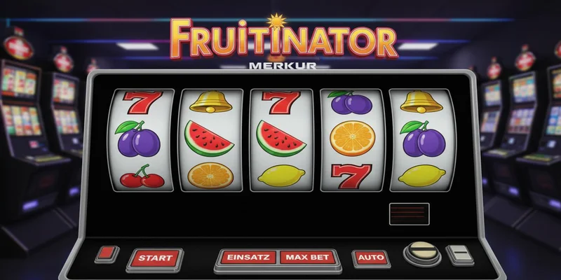 Fruitinator Spielautomat mit 5 Walzen und klassischen Fruchtsymbolen